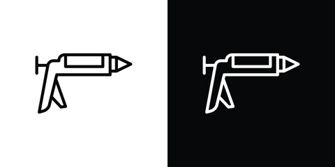 Sealants gun icons in line style. Editable black and white strokes