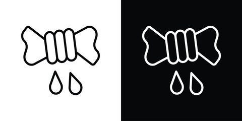 Squeeze icons in line style. Editable black and white strokes