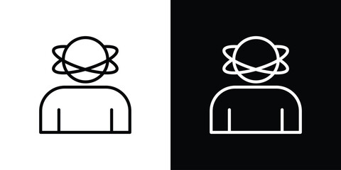 Stress icons in line style. Editable black and white strokes