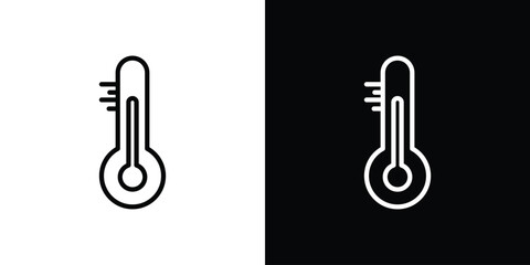 Thermometer icons in line style. Editable black and white strokes