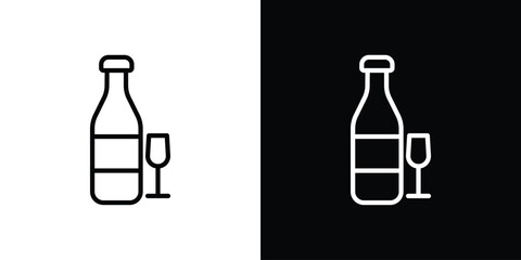 Vodka icons in line style. Editable black and white strokes