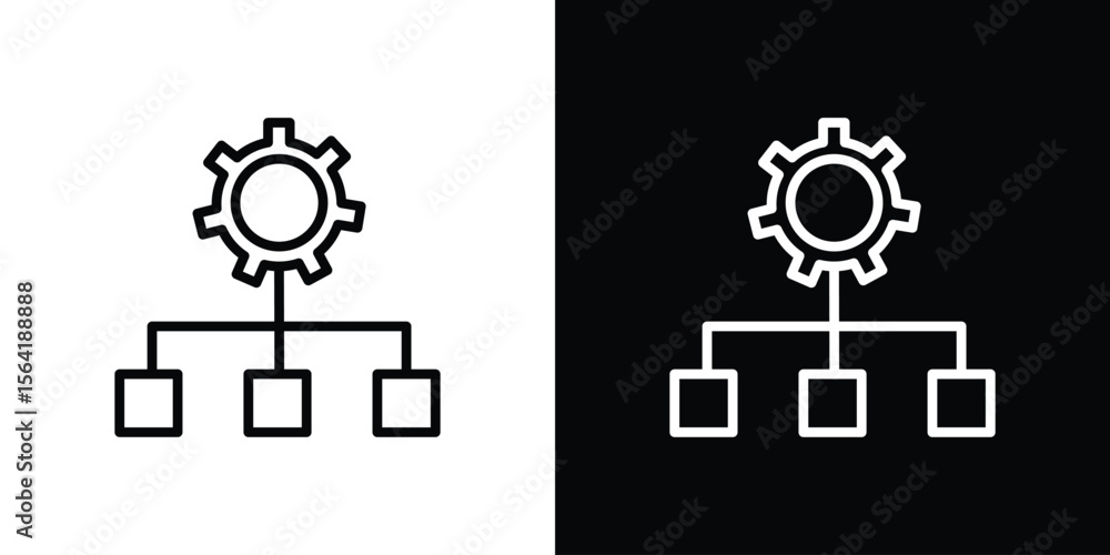 Poster workflow icons in line style. editable black and white strokes