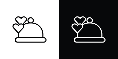 Wedding dinner icons in line style. Editable black and white strokes