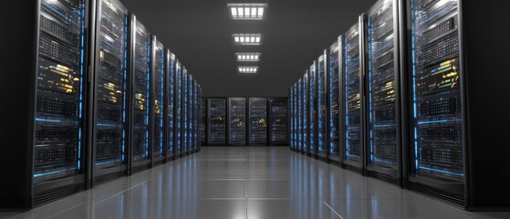 Data center servers modern technology infrastructure and network