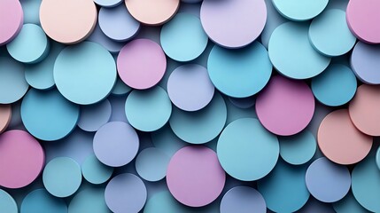 Colorful abstract background of overlapping circles in pastel shades of blue, pink, and purple. Perfect for design and creative projects.