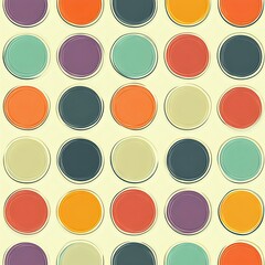 Colorful circular pattern design featuring various hues on a light background. Perfect for textiles, wallpaper, or decorative projects.