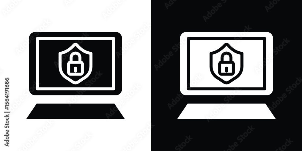Poster computer security icon vector logo template for graphic and web design.