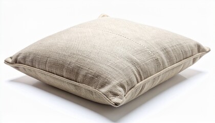 Textured Linen Cushion Cover with Visible Stitching on White Background
