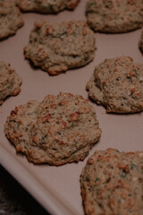 Close-Up of Homemade Falafel Burger on Sheet