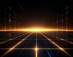 Futuristic Glowing Grid Landscape Technology Background