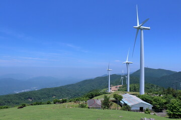 大川原高原に並ぶ風車　（徳島県　佐那河内村）