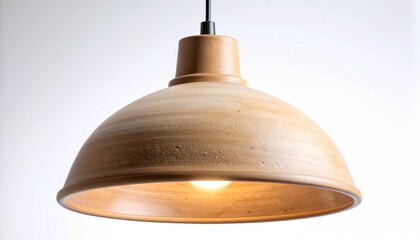Unglazed Clay Pendant Light Shade on White Background