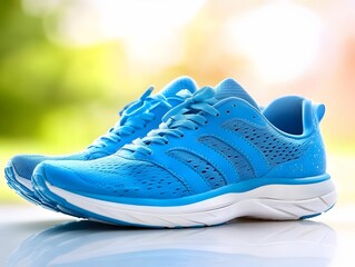 Bright Blue Athletic Running Shoes Outdoor Fitness Sneakers