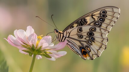 Stunning Closeup of a Butterfly on Pink Flower