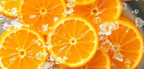 Orange slices in water, vitamin C crystals dissolving,   brightening, vitamin c