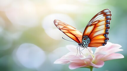 Stunning Orange Butterfly on Pink Flower in Sunlight