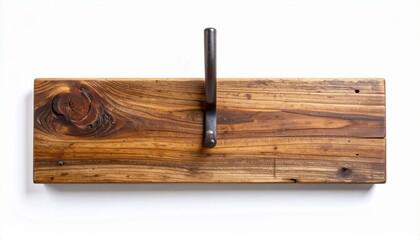 Raw-Edged Reclaimed Teak Wall Hook on White Background