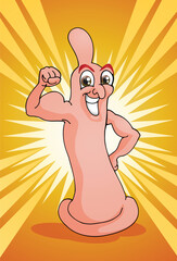 illustration of a strong  exotic condom on power starburst background