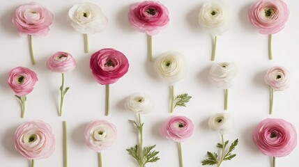 Elegant Pink and White Ranunculus Flower Pattern