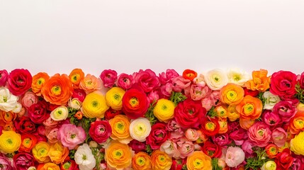 Vibrant Ranunculus Flower Border Background