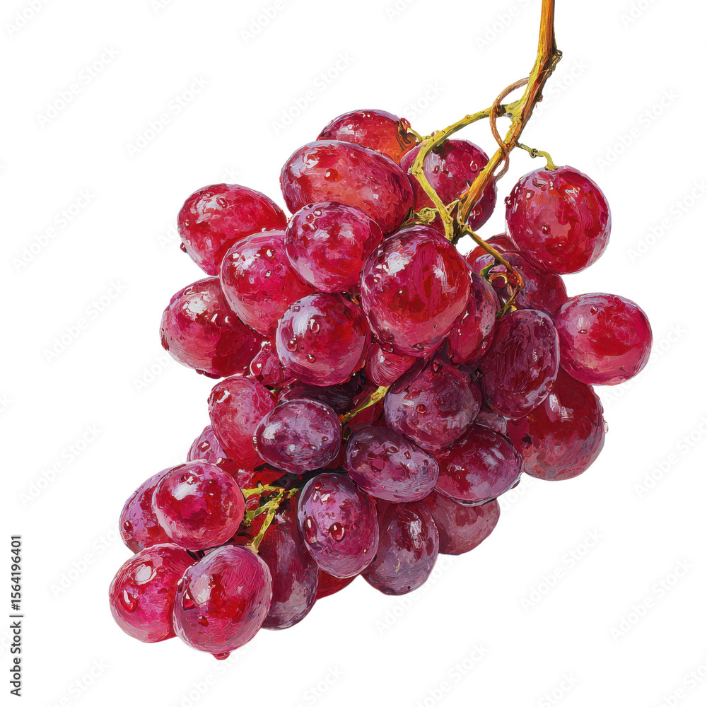 Poster bunch of red grapes isolated on transparent or white background. a high resolution png image of bunc