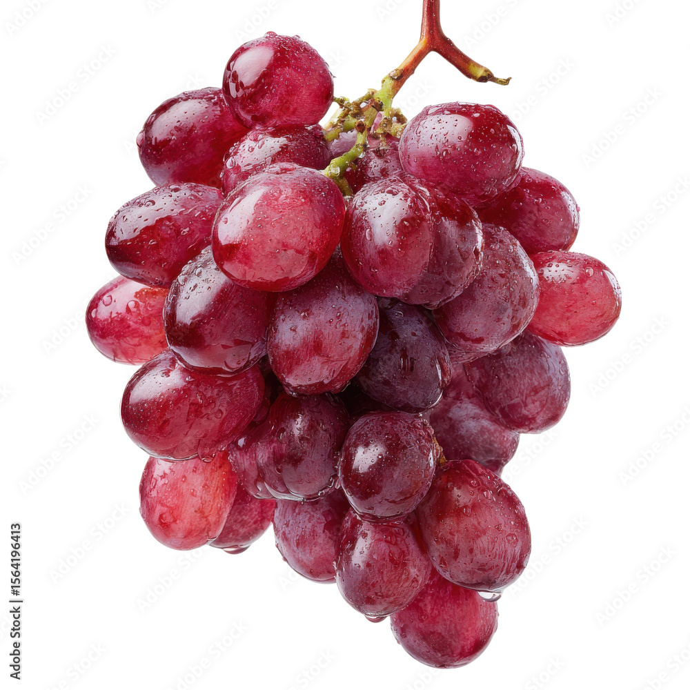 Poster bunch of red grapes isolated on transparent or white background. a high resolution png image of bunc