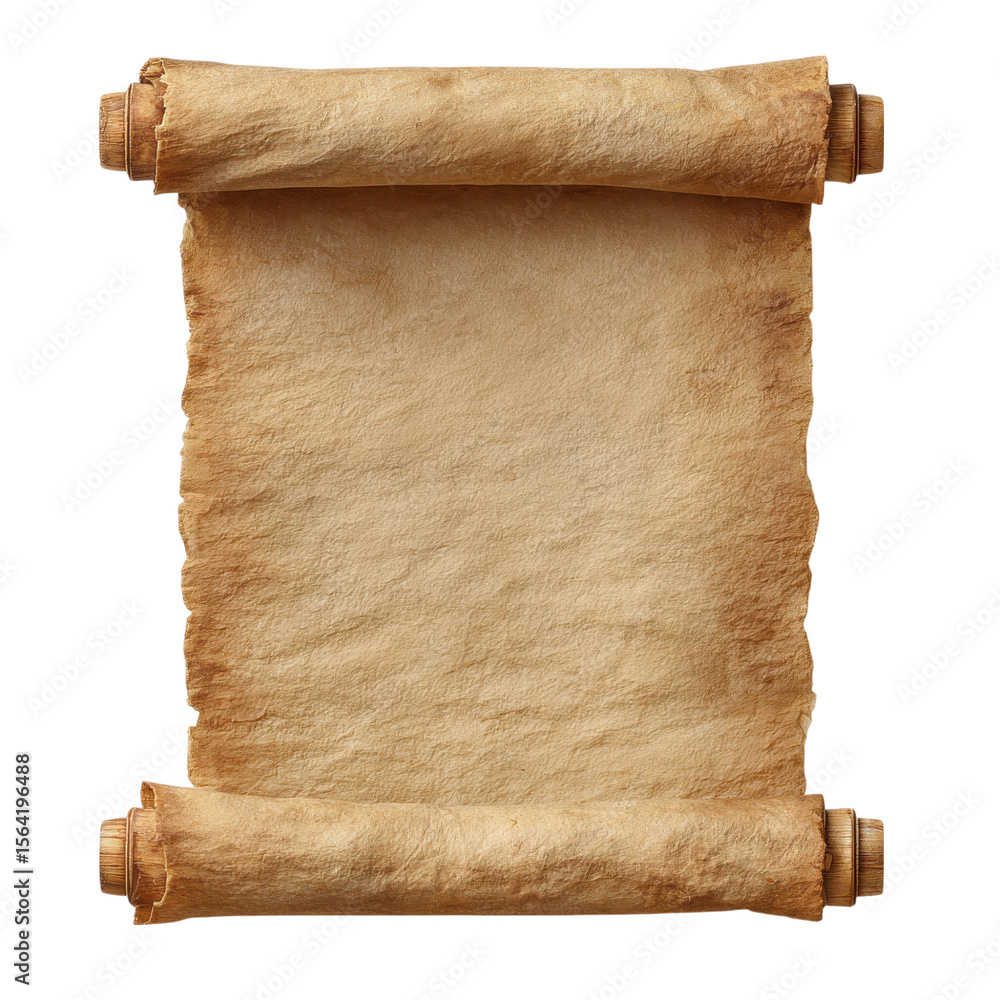 Poster old paper scroll isolated on transparent or white background. a high resolution png image of old pap