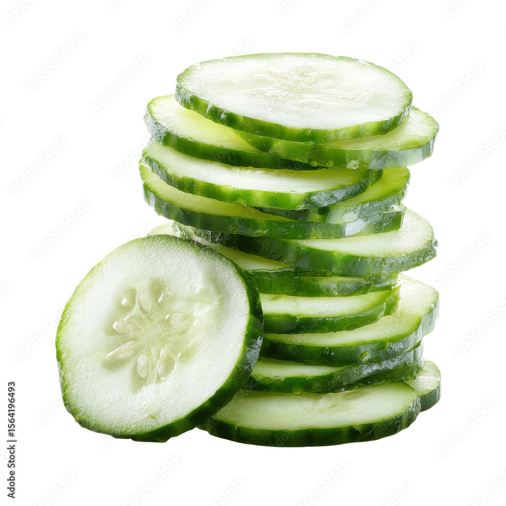 Aufkleber slices of cucumber isolated on transparent or white background. a high resolution png image of slice