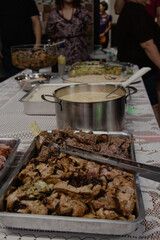 Buffet Table with Assorted Dishes for Party