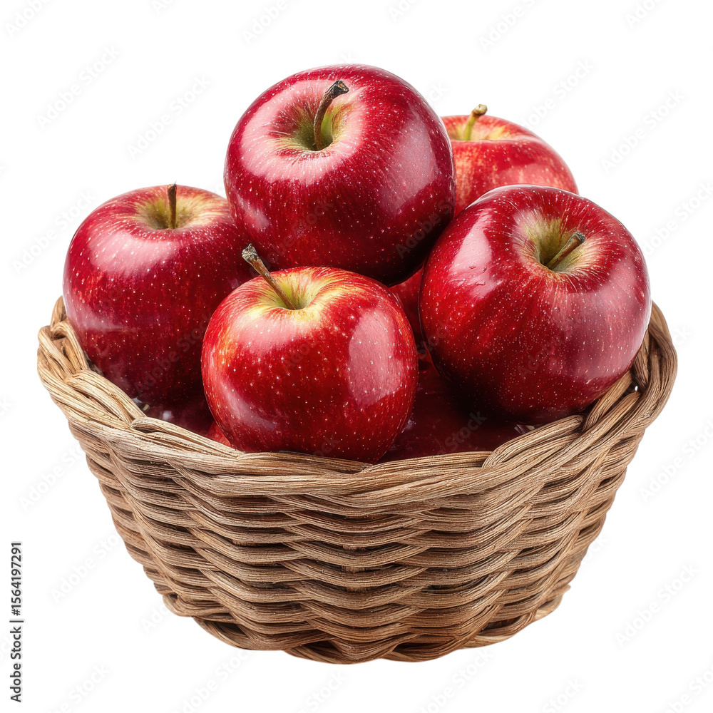 Poster red apples in a basket isolated on transparent or white background. a high resolution png image of r