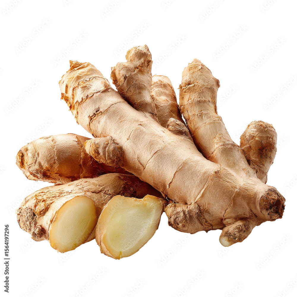 Poster ginger root isolated on transparent or white background. a high resolution png image of ginger root.