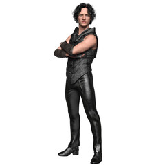 Fototapeta premium 3D rendered fantasy male character with an armor isolated on transparent background