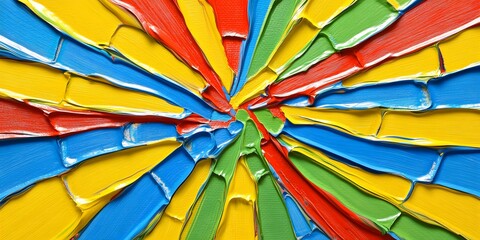 Vibrant Abstract Impasto Painting Red Yellow Blue Green Swirls