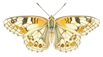 Detailed Closeup of a Beautiful Butterfly with Yellow and Brown Wings