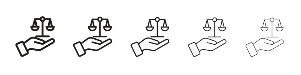 Justice scales in Hand icon for your web site design, logo, app, UI.