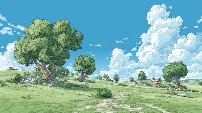 landscape with trees