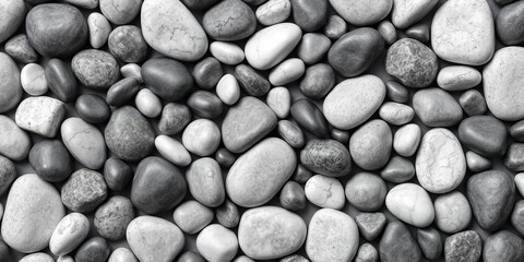 Seamless vector patterns of black & white stones; smooth pebbles, cobblestones, rounded shapes,  decor,  backdrop