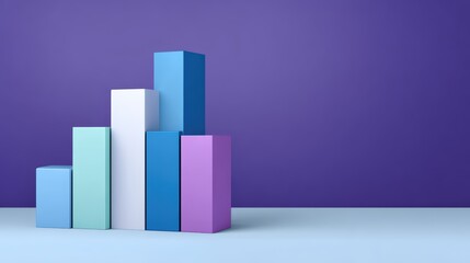 Modern geometric blocks in various shades of blue and purple creating a stylish minimalistic background for business presentations