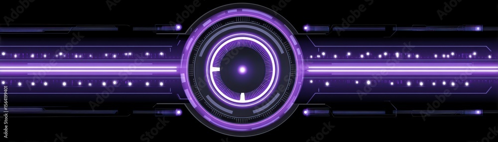 Poster futuristic purple neon abstract background with circular elements and glowing effects for modern des