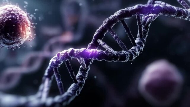 Exploring the intricate structure of DNA strands and cellular activity in the microscopic world