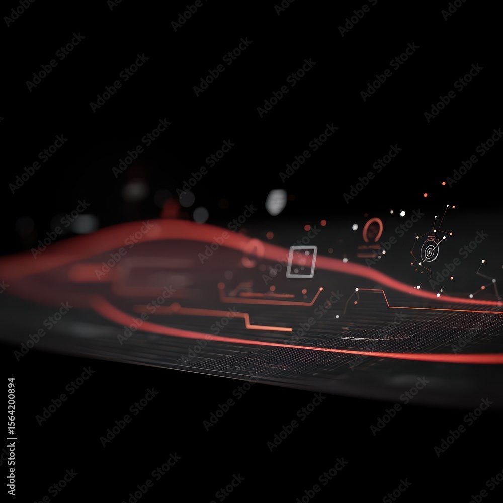 Poster abstract futuristic digital background with red and black elements illustrating innovation and techn