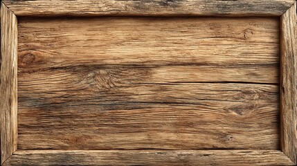 Rustic rectangular wooden sign with a weathered, brown frame and visible wood grain, knots, and texture.  The wood shows age and use