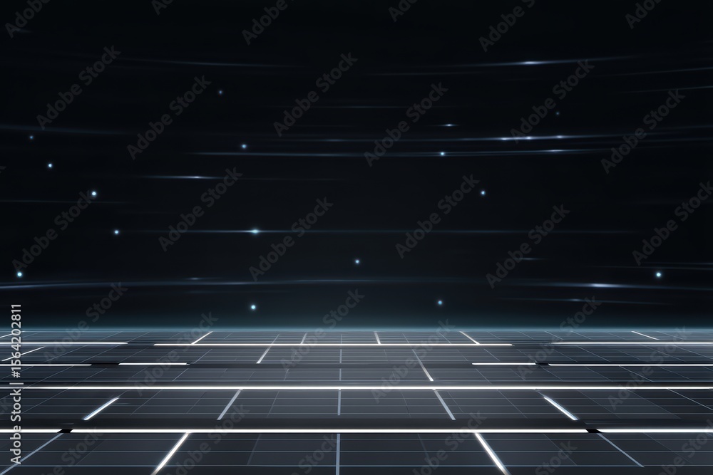 Aufkleber futuristic abstract background with neon lines and starry sky for technology and science concepts