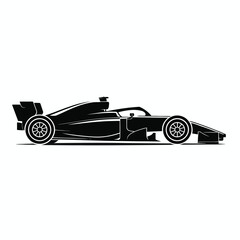 Sleek black silhouette of a modern formula 1 racing car
