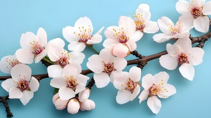 Delicate Pink Almond Blossoms Branch Spring Floral Background