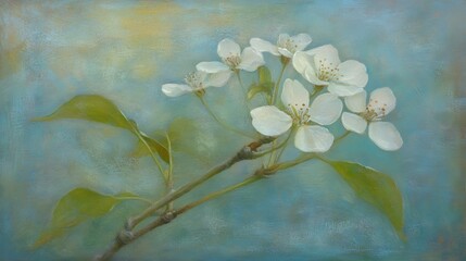 Soft Pastel Spring Blossoms Painting Branch Art