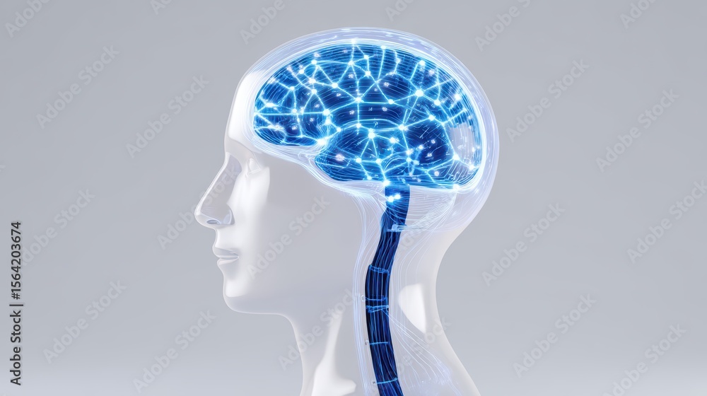 Aufkleber futuristic brain concept image with neural connections and technology background