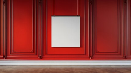 Blank Canvas Mockup Red Wall Classic Frame