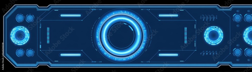 Aufkleber futuristic interface background with blue digital circles and abstract elements for technology theme