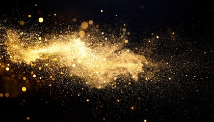 Golden Particle Explosion on Black Background